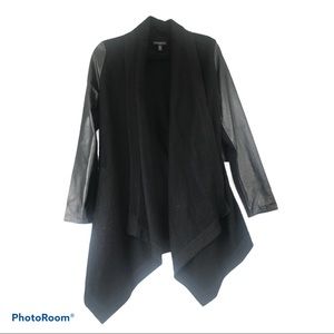 The White Company Black Wool & Leather cardigan M